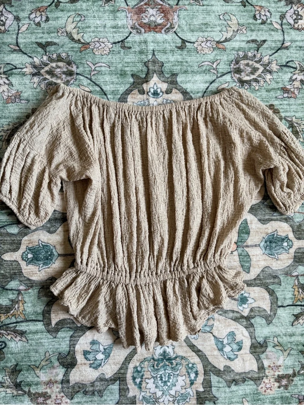 Free People Beige Off Shoulder Peplum Blouse Size XS